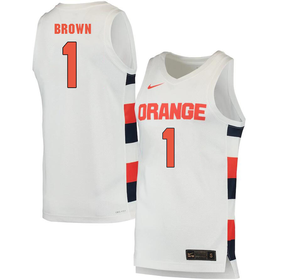 Men #1 Maliq Brown Syracuse Orange College 2022-23 Stitched Basketball Jerseys Sale-White